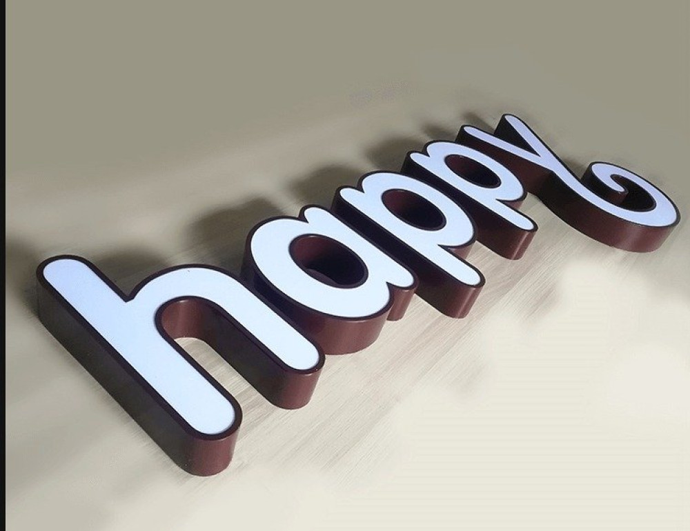 Channel letter sign detail: Type 6 – Inset Acrylic Face Lit / With Border (No Trimcap)