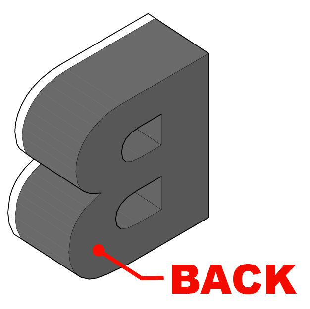 Diagram of the stainless steel back on a borderless channel letter