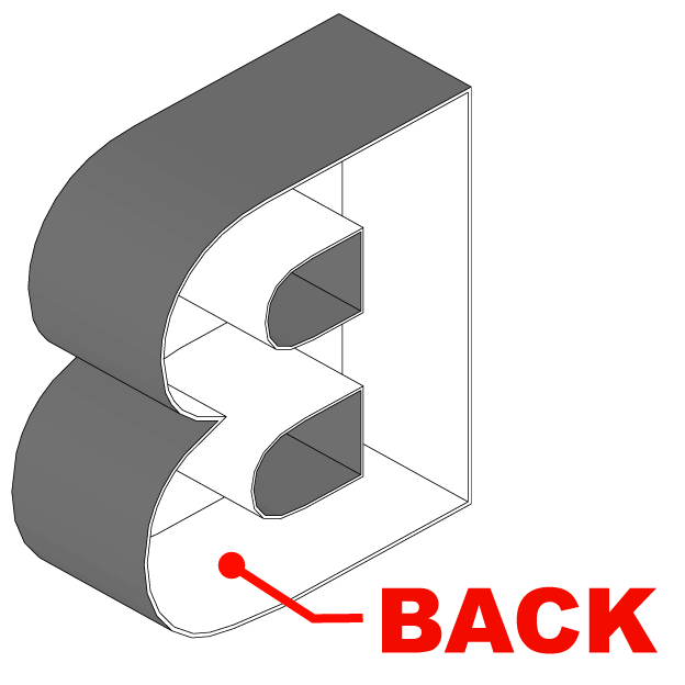 Diagram of the clear Lexan back on a halo lit channel letter