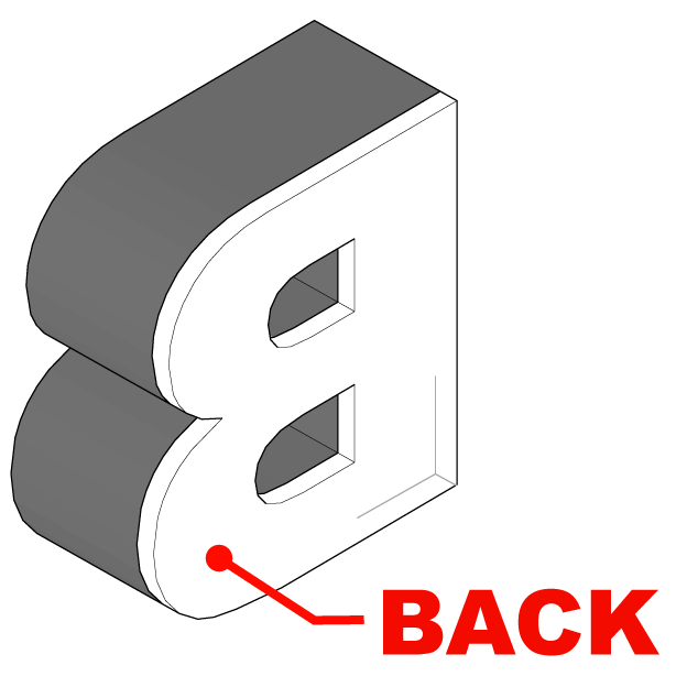 Diagram of the translucent polycarbonate back on a reverse halo lit channel letter