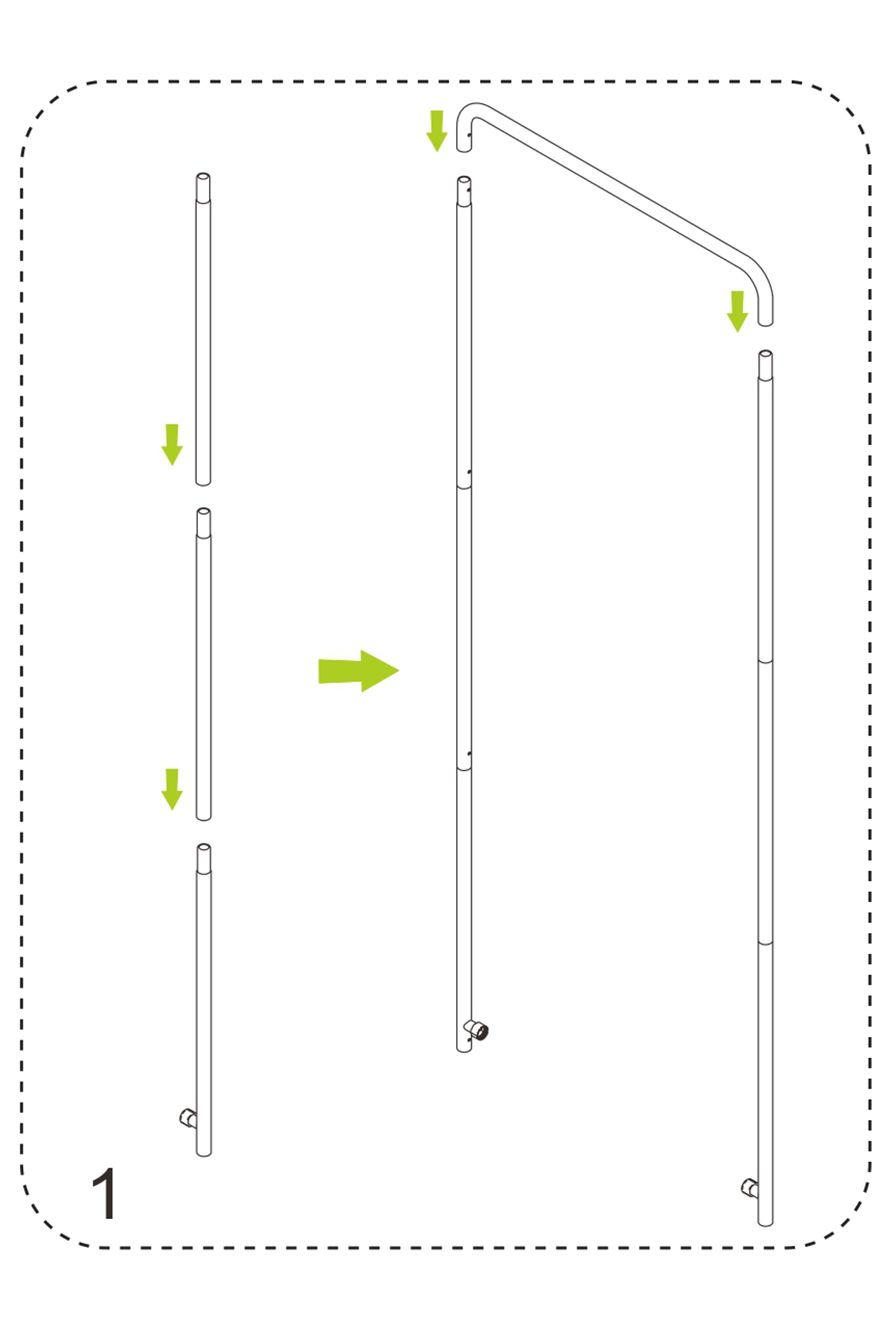 Tension fabric stand installation step 1: connect the numbered aluminum tubes